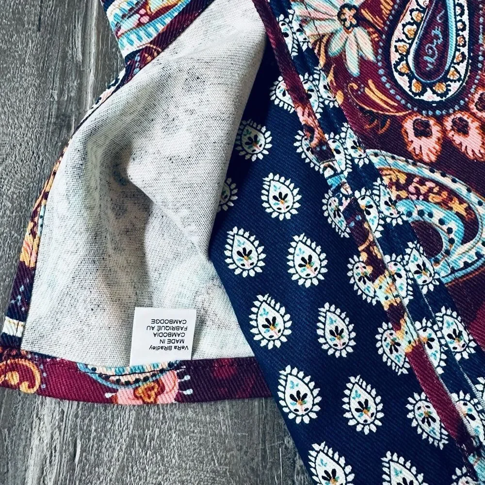 Vera Bradley Paisley Kitchen Dish Towels Set Maroon Navy Blue